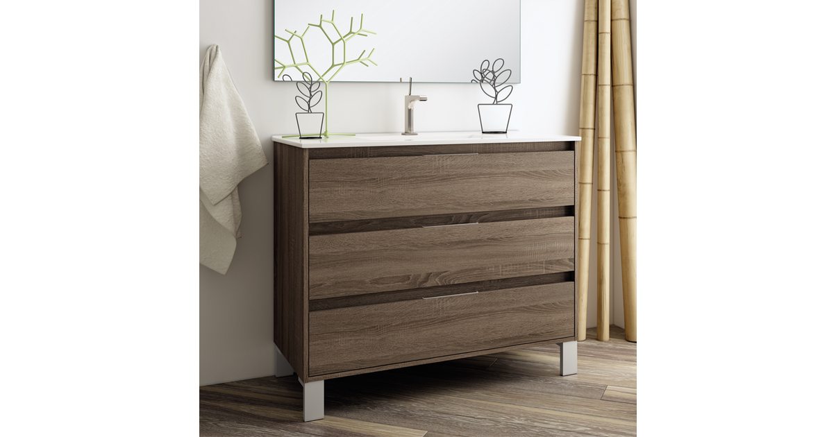 Meuble de salle de bain 3 tiroirs sans miroir TIRIS 3C - 80cm - cosyneo.com